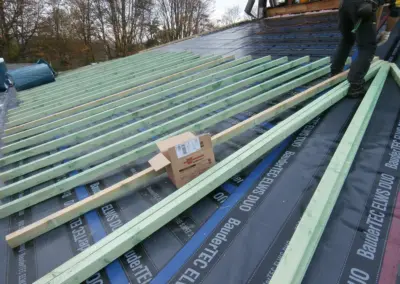 Konterlattung auf der Unterdachbahn BauderTEC ELWS Duo, Parkrestaurant Rheinaue Bonn