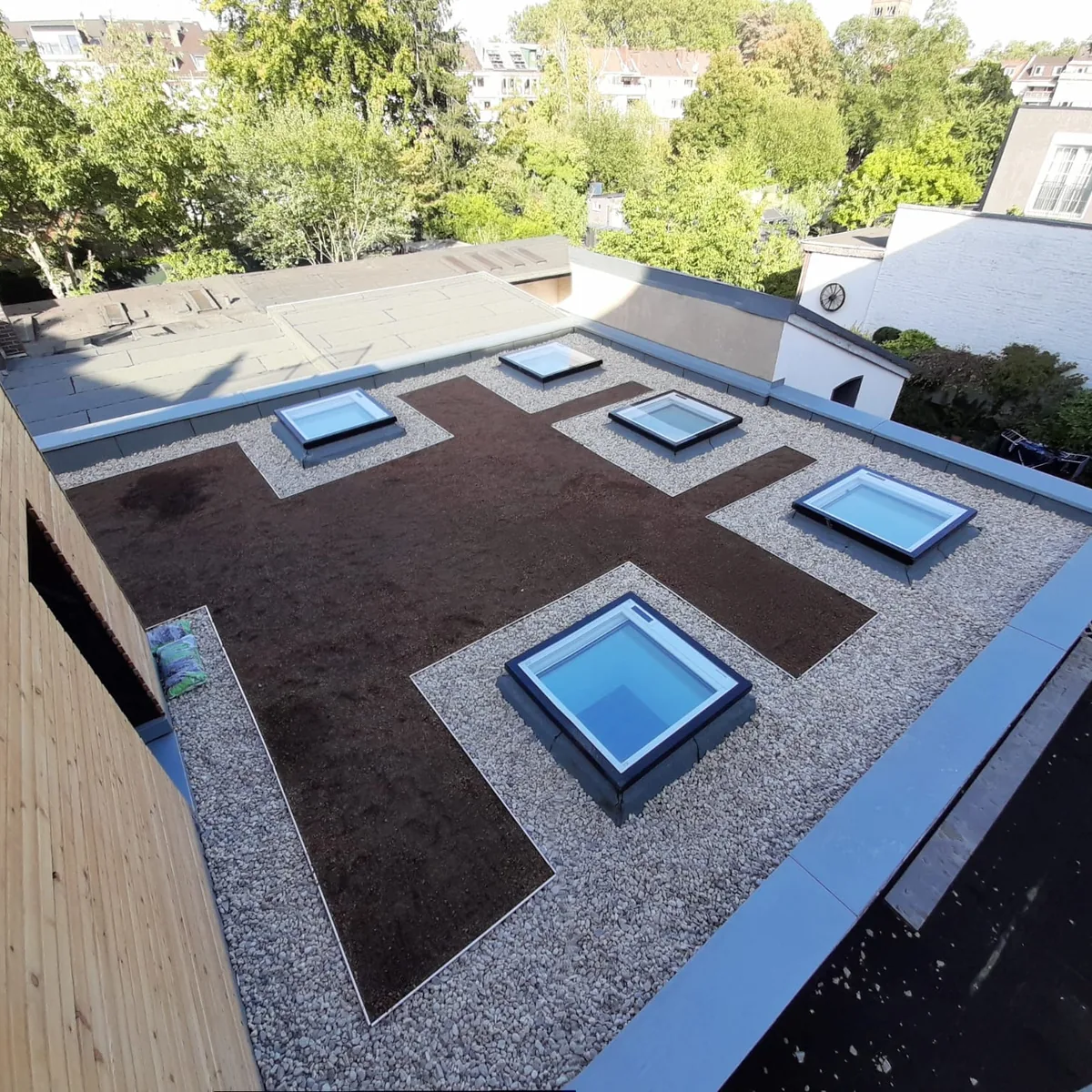 Energetische Dachsanierung mit Dachbegrünung an einem Wohnhaus in Düsseldorf Energetische Dachsanierung mit Dachbegrünung an einem Wohnhaus in Düsseldorf